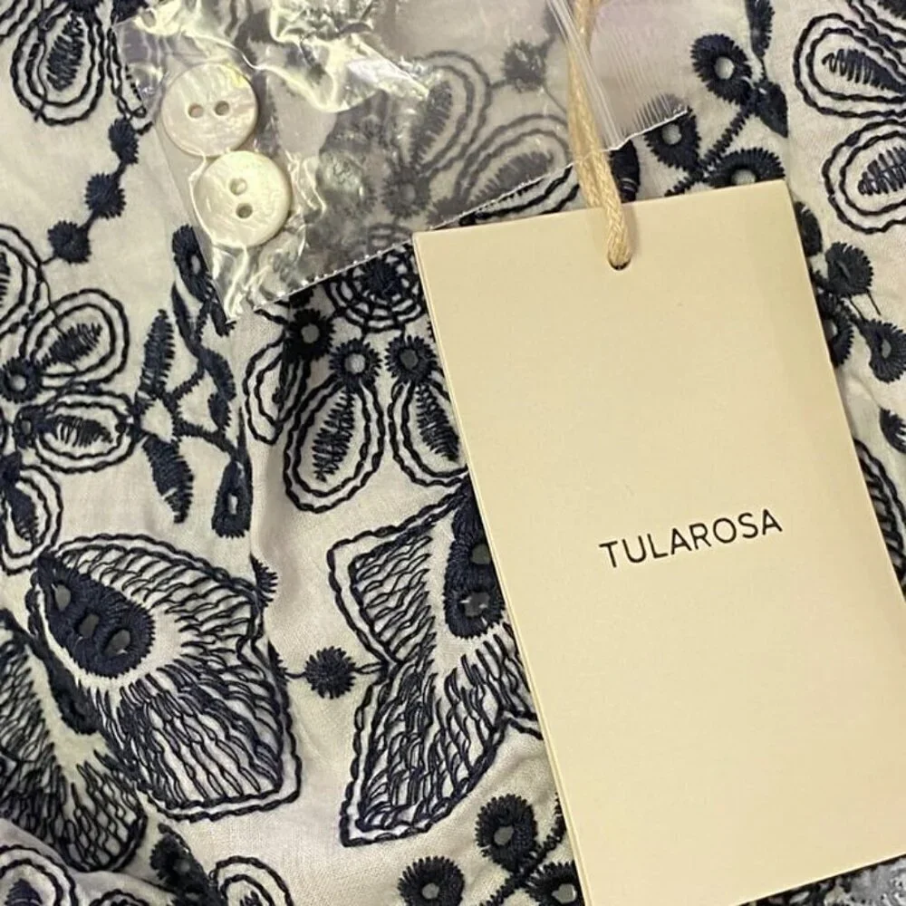 Tularosa Mae Crop Top - White/Blue